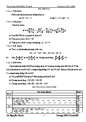 Tuyển tập đề thi học sinh giỏi Toán lớp 8 - Năm học 2011-2012 - Nguyễn Văn Tú